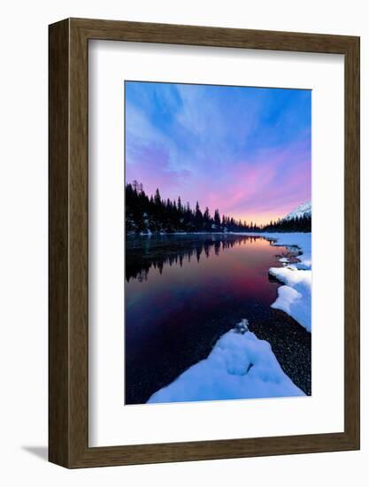 Multicolored sky at dawn reflected in the pristine water of lake Entova-Roberto Moiola-Framed Photographic Print