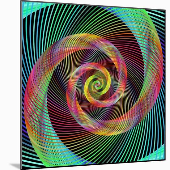 Multicolored Spiral Fractal Design Background-David Zydd-Mounted Photographic Print