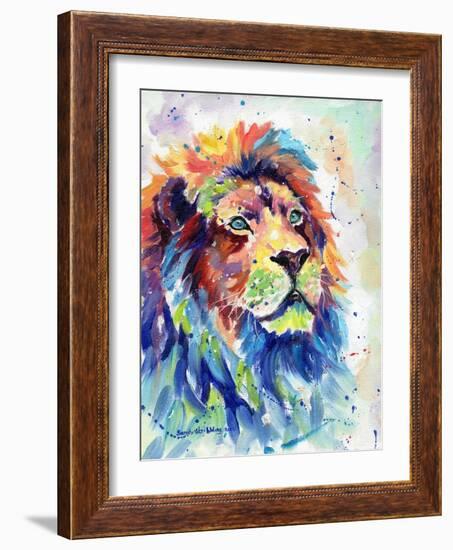 Multicolour Lion-Sarah Stribbling-Framed Art Print