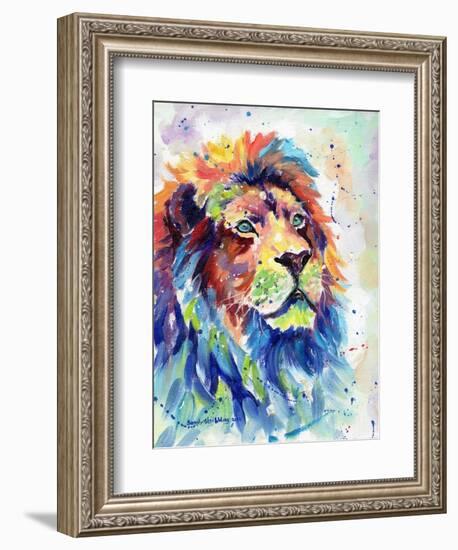 Multicolour Lion-Sarah Stribbling-Framed Art Print