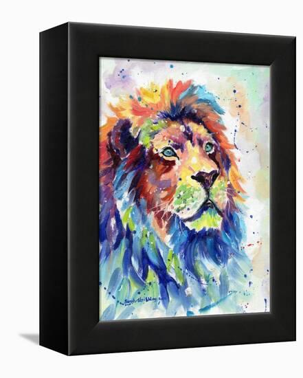 Multicolour Lion-Sarah Stribbling-Framed Stretched Canvas