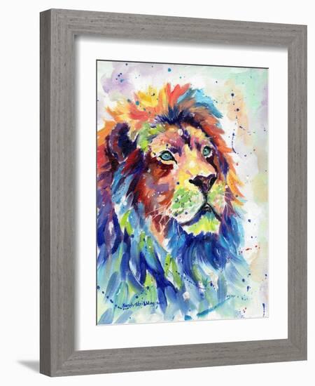 Multicolour Lion-Sarah Stribbling-Framed Premium Giclee Print