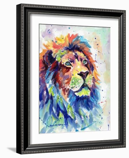 Multicolour Lion-Sarah Stribbling-Framed Premium Giclee Print