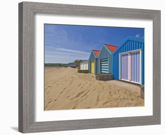 Multicoloured Beach Huts, Morfa Gors Beach, Borth Fawr, Llyn Peninsula, Gwynedd, North Wales-Neale Clarke-Framed Photographic Print