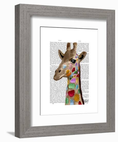 Multicoloured Giraffe-Fab Funky-Framed Art Print