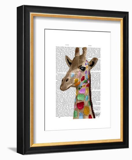 Multicoloured Giraffe-Fab Funky-Framed Art Print