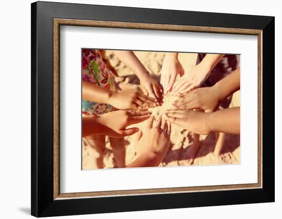 Multicultural Childrens Hands in a Circle. Instagram Effect-soupstock-Framed Photographic Print