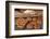 Multigrain rolls, buns and loaf with a slice cut off, with butter and a bread knife.-Janet Horton-Framed Photographic Print