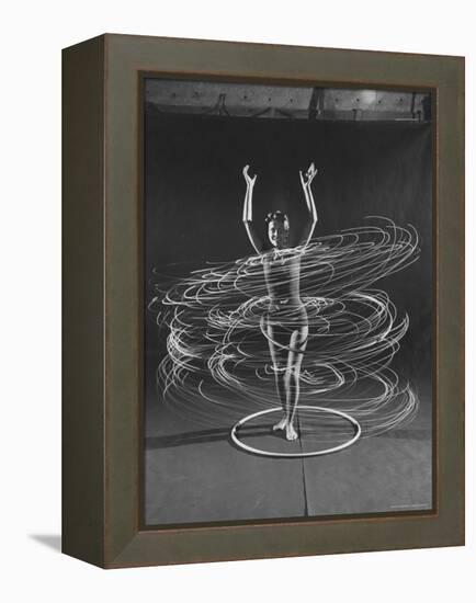 Multiple Exposure of a Woman Playing with a Hula Hoop-J^ R^ Eyerman-Framed Premier Image Canvas