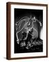 Multiple Exposure of Artist Pablo Picasso Using Flashlight to Make Light Drawing of a Figure-Gjon Mili-Framed Photographic Print