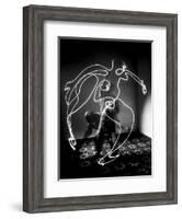 Multiple Exposure of Artist Pablo Picasso Using Flashlight to Make Light Drawing of a Figure-Gjon Mili-Framed Giclee Print