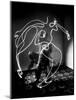 Multiple Exposure of Artist Pablo Picasso Using Flashlight to Make Light Drawing of a Figure-Gjon Mili-Mounted Giclee Print