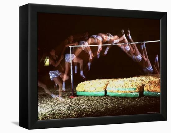 Multiple Exposure of Dick Fosbury in Action During High Jump at Summer Olympics-Michael Rougier-Framed Premier Image Canvas