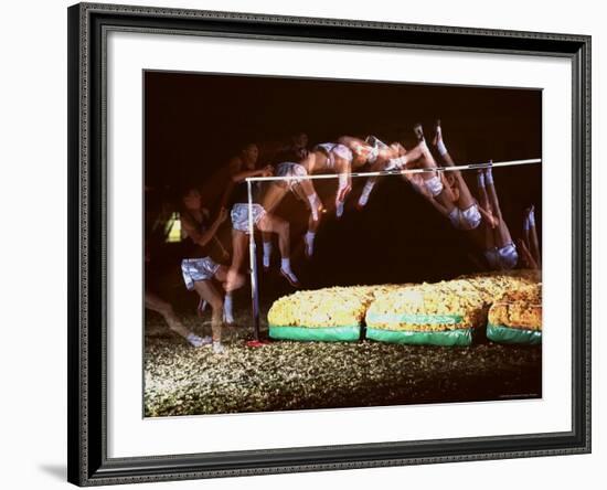 Multiple Exposure of Dick Fosbury in Action During High Jump at Summer Olympics-Michael Rougier-Framed Premium Photographic Print