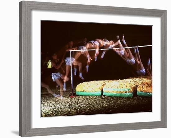 Multiple Exposure of Dick Fosbury in Action During High Jump at Summer Olympics-Michael Rougier-Framed Premium Photographic Print