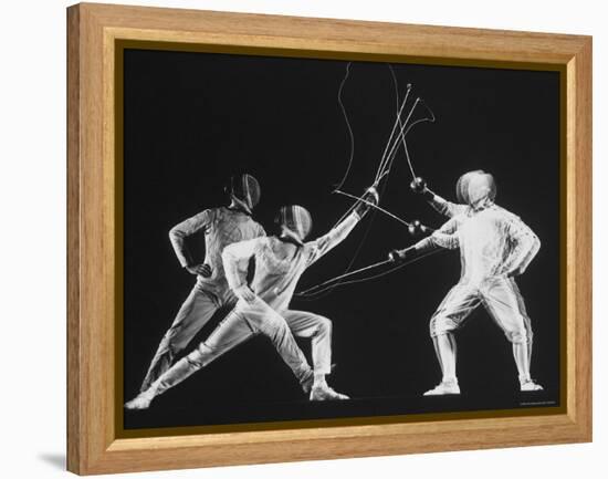 Multiple Exposure of New York University Fencing Champion Arthur Tauber Parrying with Sol Gorlin-Gjon Mili-Framed Premier Image Canvas