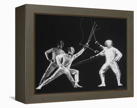 Multiple Exposure of New York University Fencing Champion Arthur Tauber Parrying with Sol Gorlin-Gjon Mili-Framed Premier Image Canvas
