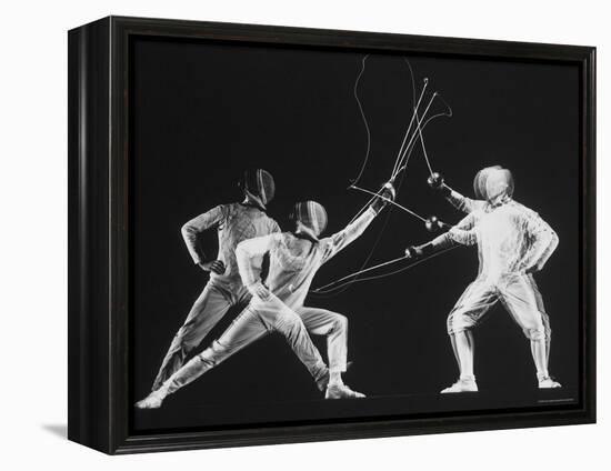 Multiple Exposure of New York University Fencing Champion Arthur Tauber Parrying with Sol Gorlin-Gjon Mili-Framed Premier Image Canvas