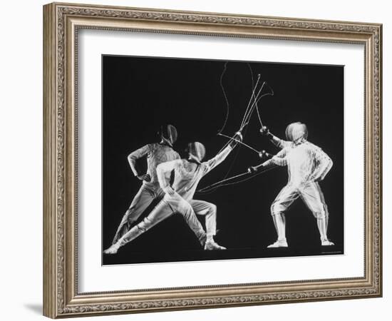 Multiple Exposure of New York University Fencing Champion Arthur Tauber Parrying with Sol Gorlin-Gjon Mili-Framed Photographic Print