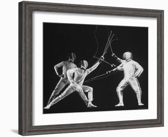 Multiple Exposure of New York University Fencing Champion Arthur Tauber Parrying with Sol Gorlin-Gjon Mili-Framed Photographic Print