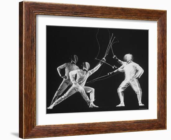 Multiple Exposure of New York University Fencing Champion Arthur Tauber Parrying with Sol Gorlin-Gjon Mili-Framed Photographic Print