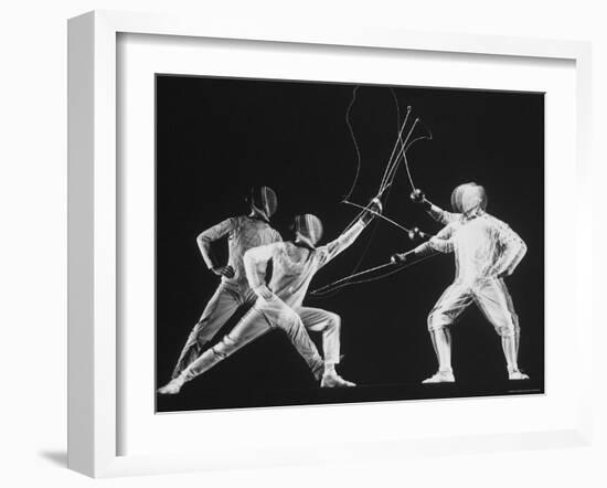 Multiple Exposure of New York University Fencing Champion Arthur Tauber Parrying with Sol Gorlin-Gjon Mili-Framed Photographic Print