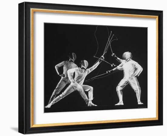 Multiple Exposure of New York University Fencing Champion Arthur Tauber Parrying with Sol Gorlin-Gjon Mili-Framed Photographic Print