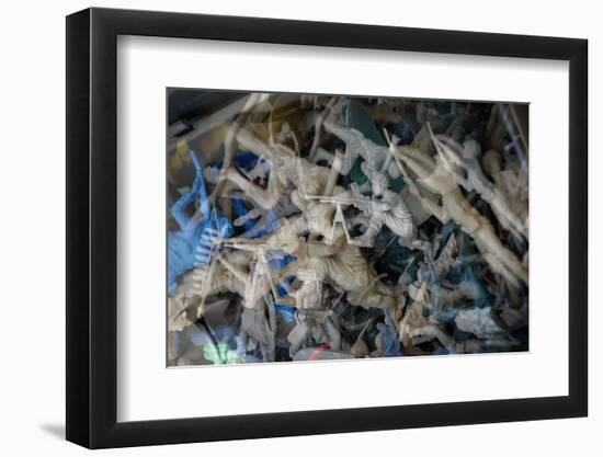 Multiple exposures of toy army men--Framed Photo