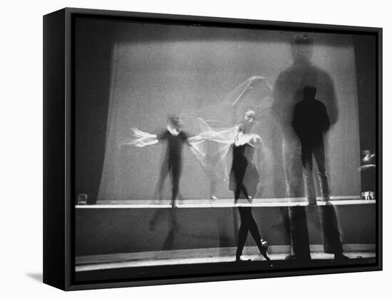 Multiple Image of Ballet Master George Balanchine Watching NYC Ballet Dancers Rehearse-Gjon Mili-Framed Premier Image Canvas