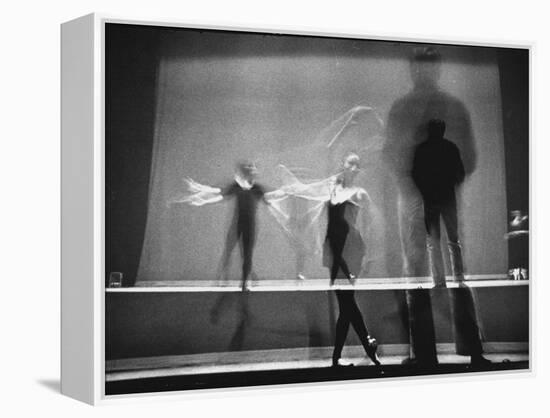 Multiple Image of Ballet Master George Balanchine Watching NYC Ballet Dancers Rehearse-Gjon Mili-Framed Premier Image Canvas