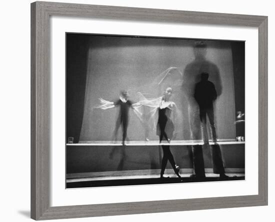 Multiple Image of Ballet Master George Balanchine Watching NYC Ballet Dancers Rehearse-Gjon Mili-Framed Premium Photographic Print