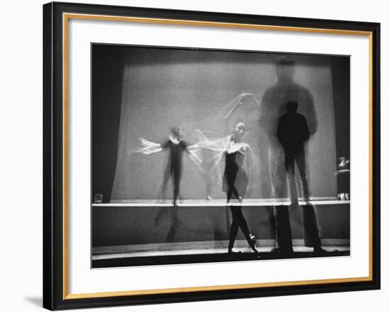 Multiple Image of Ballet Master George Balanchine Watching NYC Ballet Dancers Rehearse-Gjon Mili-Framed Premium Photographic Print