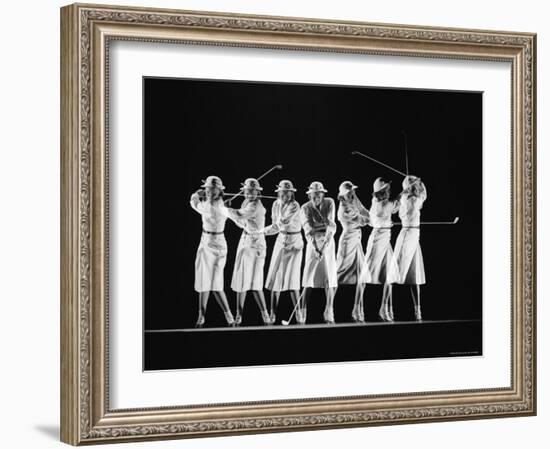 Multiple Image of Woman's Golf Swing-Gjon Mili-Framed Photographic Print