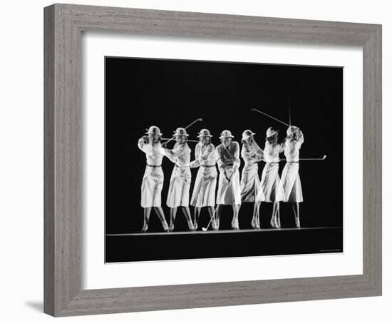 Multiple Image of Woman's Golf Swing-Gjon Mili-Framed Photographic Print