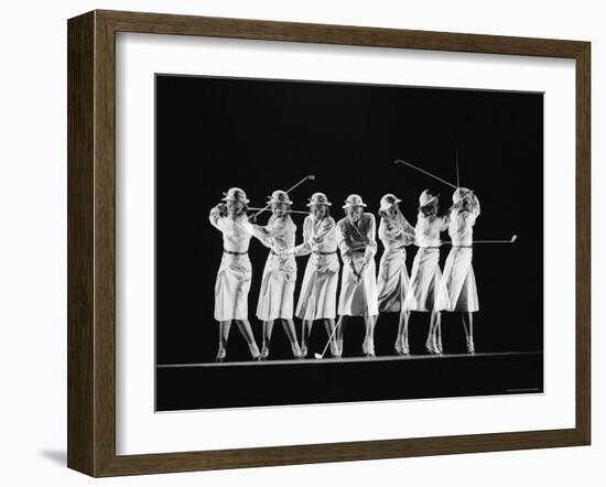 Multiple Image of Woman's Golf Swing-Gjon Mili-Framed Photographic Print