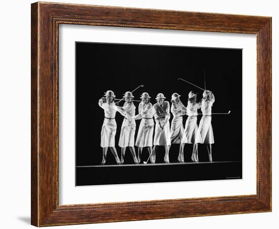 Multiple Image of Woman's Golf Swing-Gjon Mili-Framed Photographic Print