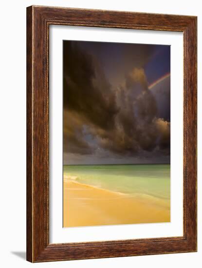 Multiple Rainbows, Storm Clouds Over Emerald Green Waters, Caribbean Ocean, Playa Del Carmen Mexico-Jay Goodrich-Framed Photographic Print