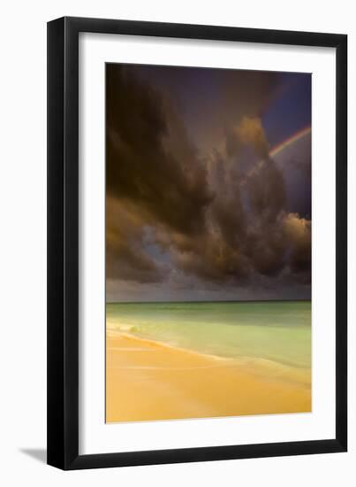 Multiple Rainbows, Storm Clouds Over Emerald Green Waters, Caribbean Ocean, Playa Del Carmen Mexico-Jay Goodrich-Framed Photographic Print