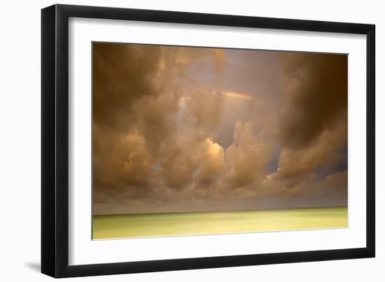 Multiple Rainbows & Storm Clouds Over The Emerald Waters, Caribbean Ocean, Playa Del Carmen Mexico-Jay Goodrich-Framed Photographic Print