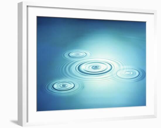 Multiple Rings in Blue Water with Bright Light Reflection-null-Framed Photographic Print