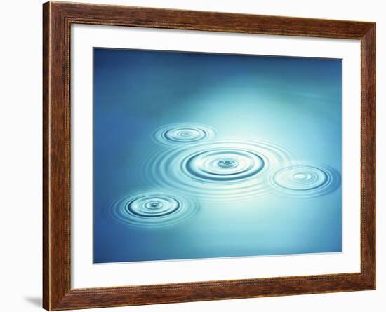 Multiple Rings in Blue Water with Bright Light Reflection-null-Framed Photographic Print