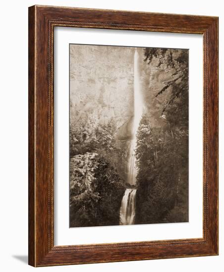 Multnomah Falls, Columbia River, Oregon, 2500 feet., 1867-Carleton Watkins-Framed Art Print