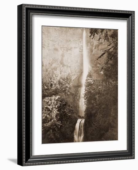 Multnomah Falls, Columbia River, Oregon, 2500 feet., 1867-Carleton Watkins-Framed Art Print