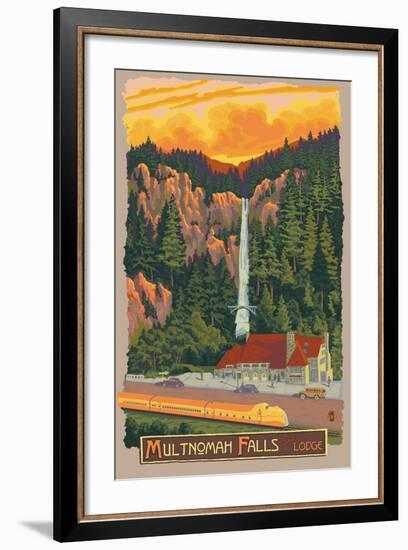 Multnomah Falls Lodge, Oregon-Lantern Press-Framed Art Print