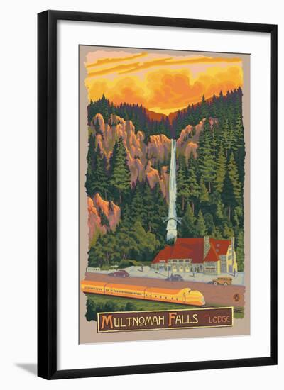 Multnomah Falls Lodge, Oregon-Lantern Press-Framed Art Print