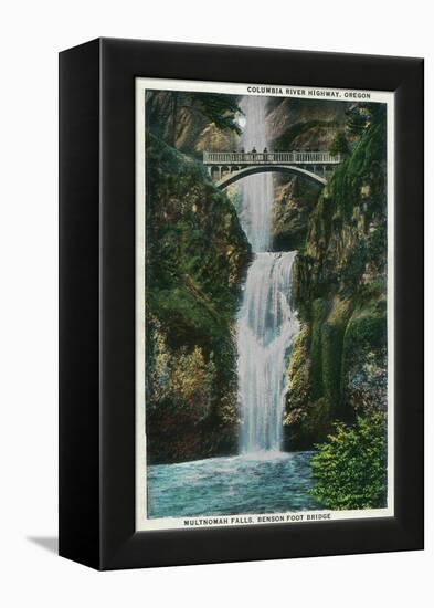 Multnomah Falls on Columbia River - Columbia River, OR-Lantern Press-Framed Stretched Canvas