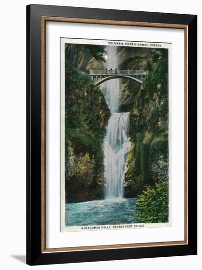 Multnomah Falls on Columbia River - Columbia River, OR-Lantern Press-Framed Art Print