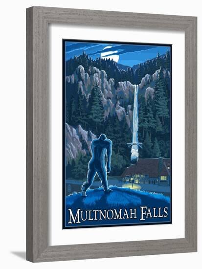 Multnomah Falls, Oregon - Bigfoot-Lantern Press-Framed Art Print