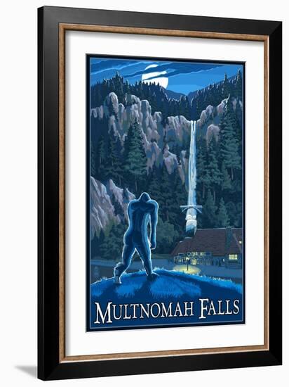 Multnomah Falls, Oregon - Bigfoot-Lantern Press-Framed Art Print