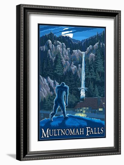 Multnomah Falls, Oregon - Bigfoot-Lantern Press-Framed Art Print